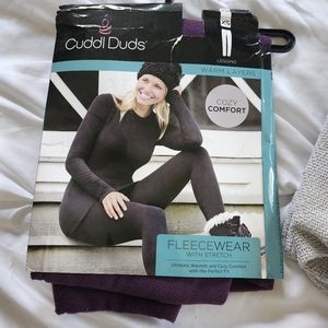 Cuddl Duds Fleecewear Stretch Purple Beet Leggings XS